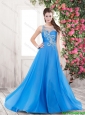 2015 New Arrivals Scoop Beaded Prom Dresses with Brush Train