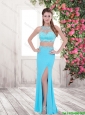 Gorgeous Exclusive Luxurious Column High Neck Prom Dresses with Beading and Lace