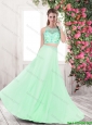 Cheap Lovely Luxurious Beaded Apple Green Prom Dresses with Brush Train