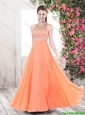Classical Luxurious Orange Brush Train New Arrivals Prom Dresses with Beading