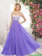 Classical Luxurious Perfect Empire One Shoulder Lavender Prom Dresses with Beading