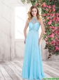 Perfect Pretty Wonderful Beading Baby Blue Long Prom Dresses for 2016