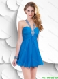 Beautiful Elegant Discount Cheap Lovely Short Criss Cross Halter Top Prom Dresses with Beading