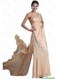 Fashionable Empire Beaded and Ruched Prom Dresses in Champagne