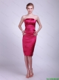 Fashionable Strapless Knee Lengt Prom Gowns in Wine Red 2015