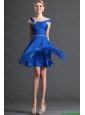 Discount Straps Beading Royal Blue Short Prom Dresses for 2016