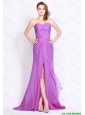 Perfect Sweetheart Lilac High Slit Prom Dresses with Brush Train
