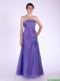 Super Hot Strapless Purple Prom Dresses with Beading