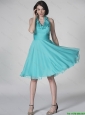 The Super Hot Halter Top Turquoise Prom Dresses with Ruffles and Belt