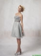 Wonderful Short Silver Prom Dresses Sequins and Belt Silver for 2016