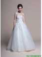 Affordable A Line One Shoulder Appliques Wedding Dresses in Tulle