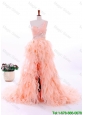 Romantic A Line One Shoulder Ruffles Wedding Gowns in Watermelon Red