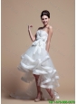 Elegant Strapless High Low Wedding Dresses with Bowknot