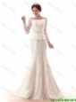 The Super Hot Court Train Lace White Wedding Dresses with Beading