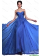 Perfect Sweetheart Ruched Blue Prom Dresses with Brush Train 2016