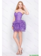 Pretty Sweetheart Lavender Short Prom Dresses with Ruffled Layers 2016