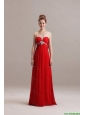 Romantic Spaghetti Straps Red Long Prom Dresses with Beading for 2016