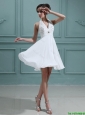 2016 Junior Empire Halter Top White Prom Dresses with Beading