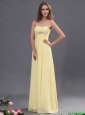 Junior Made Yellow Long Prom Dresses with Beading for 2016