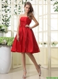 Popular Ruching and Pleats Short Prom Dresses in Red for 2016