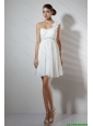 Modest Empire One Shoulder Short Prom Dresses in White