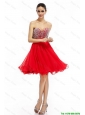 Popular A Line Sweetheart Beaded Prom Dresses in Red
