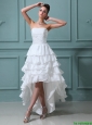 Beautiful Ruffled Layers White Prom Gowns with High Low