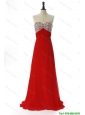Pretty Exquisite 2016 Winter Beading Red Prom Dresses with Sweep Train