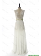 Pretty New Style White Long Prom Dresses with Beading and Belt for 2016
