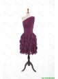 Pretty Inexpensive Burgundy Short Prom Dresses with Belt and Ruching