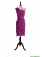 Cheap Custom Made Ruching and Belt Short Prom Dresses in Fuchsia