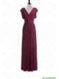 Pretty 2016 Autumn Empire V Neck Prom Dresses with Belt in Burgundy