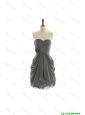 Cheap Brand New Hand Made Flowers Short Prom Dresses in Grey