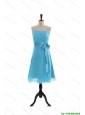 Pretty Discount Belt and Bowknot Short Prom Dress in Aqua Blue for 2016