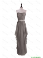 Perfect Discount Grey Long Prom Dresses with Ruching and Belt