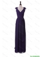 Pretty Exclusive V Neck Purple Prom Dresses with Ruching for 2016