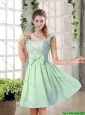 Elegant A Line Straps Lace Prom Dresses with Bowknot