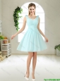 Comfortable Straps Light Blue Prom Dresses with Hand Made Flowers