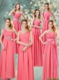 Fashionable Ruched Prom Dresses in Watermelon Red