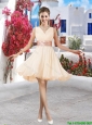 Affordable Champagne V Neck Prom Dresses with Belt and Ruching