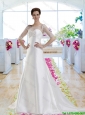 Discount A Line Court Train Wedding Dresses with Beading