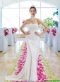 Elegant Strapless Laced Wedding Dresses with Court Train