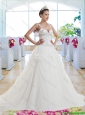 Luxurious Straps Beaded Hand Made Flowers Bridal Gown