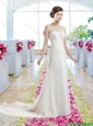 Cheap Strapless Court Train Wedding Dresses with Beading