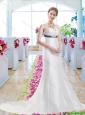 Discount Column Bridal Gowns with Belt and Appliques