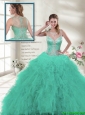 Discount 2016 Scoop Ruffles Sweet 16 Dresses in Turquoise