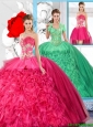 Hot Pink Affordable Detachable Quinceanera Dresses with Beading