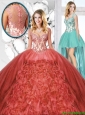 New Arrivals Straps Detachable Quinceanera Dresses in Rust Red