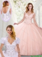 Best Selling Ball Gown Beading Quinceanera Gown with V Neck
