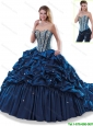 Elegant Beading and Pick Ups Quinceanera Dresses in Navy Blue